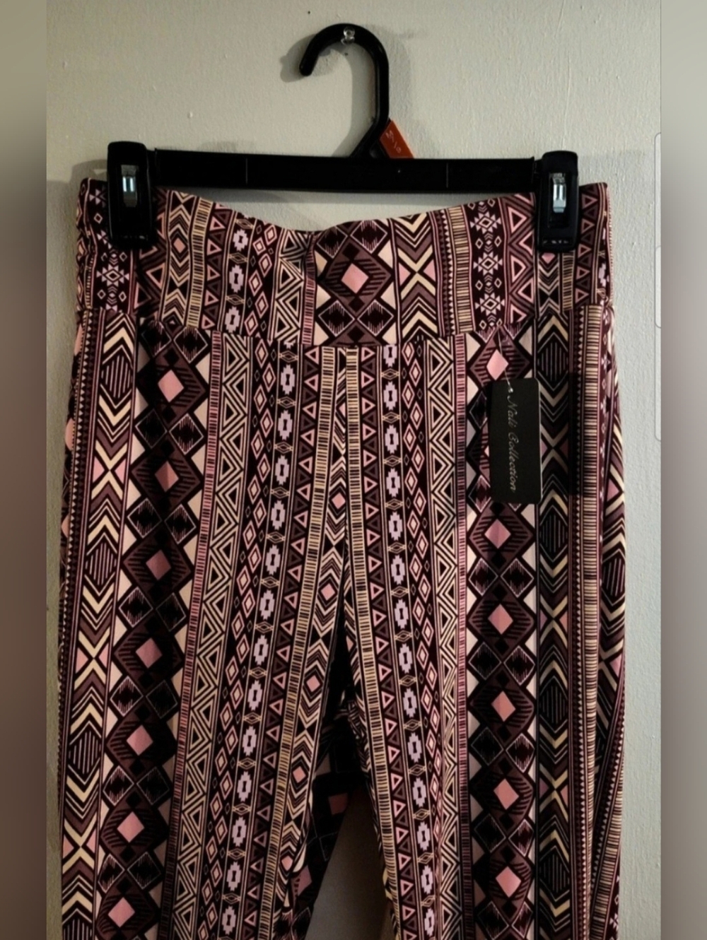 Dalia Collection Pink and Black Tribal Flare Pants - Picture 7 of 13